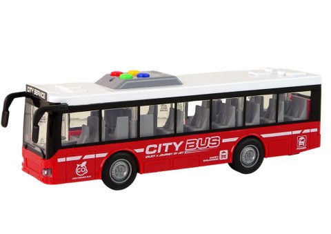 Autobus Na Baterie Światła Dźwięki Napęd Frykcyjny Czerwony 1:16 LEAN Toys