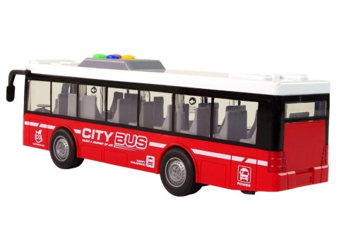 Autobus Na Baterie Światła Dźwięki Napęd Frykcyjny Czerwony 1:16 LEAN Toys