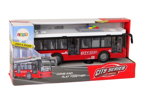 Autobus Na Baterie Światła Dźwięki Napęd Frykcyjny Czerwony 1:16 LEAN Toys