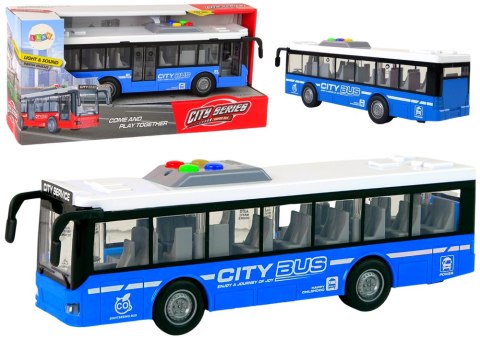 Autobus Na Baterie Światła Dźwięki Napęd Frykcyjny Niebieski 1:16 LEAN Toys