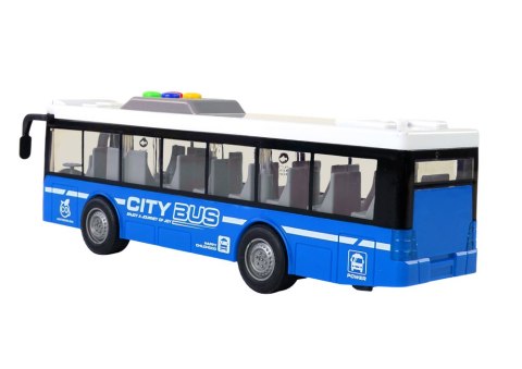 Autobus Na Baterie Światła Dźwięki Napęd Frykcyjny Niebieski 1:16 LEAN Toys