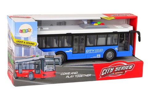 Autobus Na Baterie Światła Dźwięki Napęd Frykcyjny Niebieski 1:16 LEAN Toys