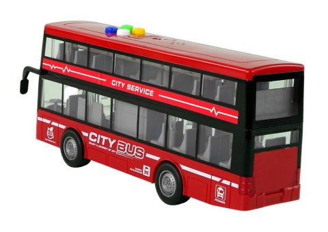 Autobus Piętrowy Na Baterie Światła Dźwięki Napęd Frykcyjny Czerwony 1:16 LEAN Toys