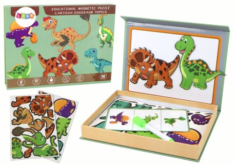 Edukacyjny Zestaw Puzzli Magnetycznych Z Motywem Dinozaurów LEAN Toys