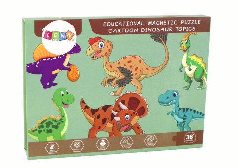 Edukacyjny Zestaw Puzzli Magnetycznych Z Motywem Dinozaurów LEAN Toys