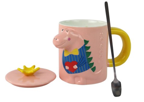 Kubek Z Przykrywką Dinozaur Różowy Dinozaur 400 ml LEAN Toys