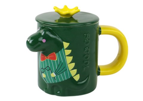 Kubek Z Przykrywką Zielony Dinozaur 400 ml LEAN Toys