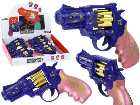 Pistolet Niebiesko - Różowy Revolver Broń Dźwięki Światła LEAN TOYS