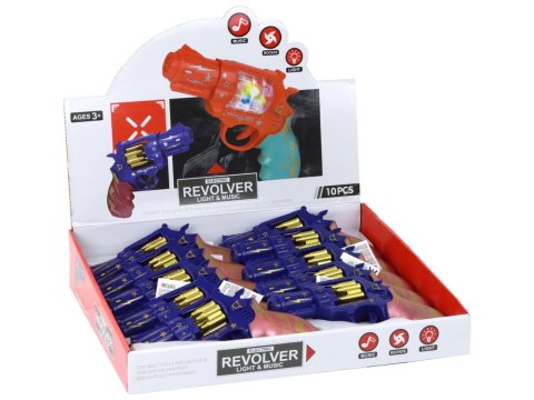 Pistolet Niebiesko - Różowy Revolver Broń Dźwięki Światła LEAN TOYS