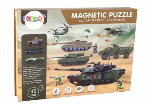 Zestaw Edukacyjnych Puzzli Magnetycznych Z Motywem Wojny Lądowej LEAN Toys