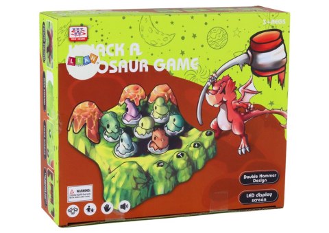 Gra Wack-A-Mole Dinozaury Plansza Młotki Zielona Światła Dźwięki LEAN Toys