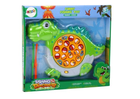 Gra Zręcznościowa Łowienie Rybek Plansza Dinozaur Zielony LEAN Toys