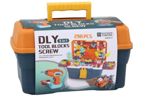 Klocki Puzzle Konstrukcyjne 3D W Skrzynce DIY Rozkręcanie Wiertarka LEAN Toys