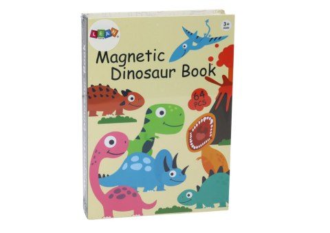 Książka Magnetyczna Puzzle Układanka Dinozaury Karty Łamigłówka 64 ele. LEAN Toys