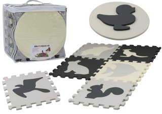 Miękkie Puzzle Mata Kontrastowa Edukacyjna Pianka EVA Szare 28 ele. LEAN Toys