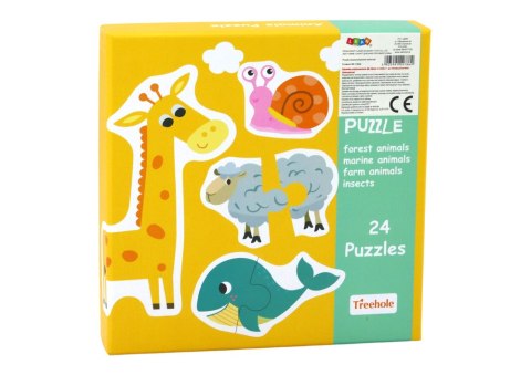 Puzzle Edukacyjne Zwierzątka Układanka Nauka Angielskiego 48 ele. LEAN TOYS