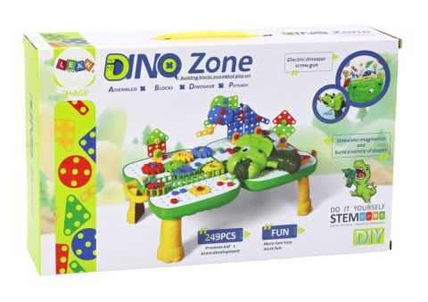 Stolik Walizka Zestaw DIY Układanka Klocki Dinozaur Wkrętarka 249 ele. LEAN Toys