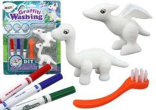 Zestaw Artystyczny DIY Dinozaury Figurki 2szt Pisaki Szczotka LEAN Toys