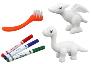 Zestaw Artystyczny DIY Dinozaury Figurki 2szt Pisaki Szczotka LEAN Toys