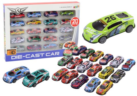 Zestaw Samochodzików Resoraki Autka Sportowe Wyścigowe 1:64 20 szt LEAN Toys