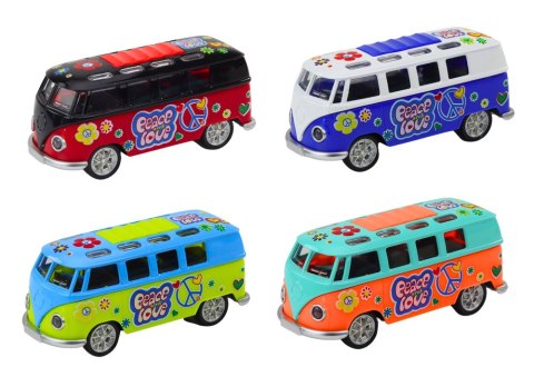 Camper Bus 1:32 Metalowy Światła Dźwięki Napęd Otwierane Drzwi LEAN TOYS