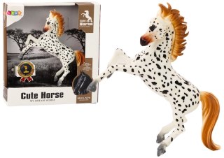 Figurka Konia Biały Koń w Kropki Stojący Stajnia Farma Cute Horse LEAN TOYS