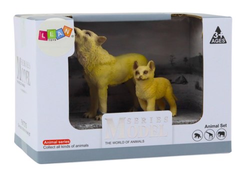 Figurki Dorosły Wilk 9 cm oraz Młody Wilk 6,5 cm LEAN TOYS