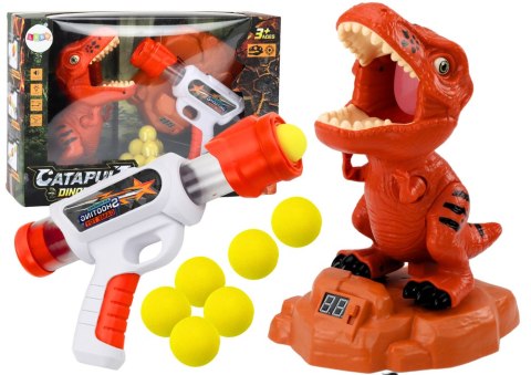 Gra Strzelanie Do Dinozaura Zręcznościowa Kulki Pistolet Zestaw LEAN Toys