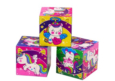 Magiczna Kostka Układanka Edukacyjna Jednorożce Puzzle Gra Logiczna LEAN TOYS