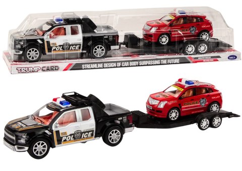 Policyjny Zestaw Auto Pickup Terenowe Laweta Przyczepa Policja LEAN Toys