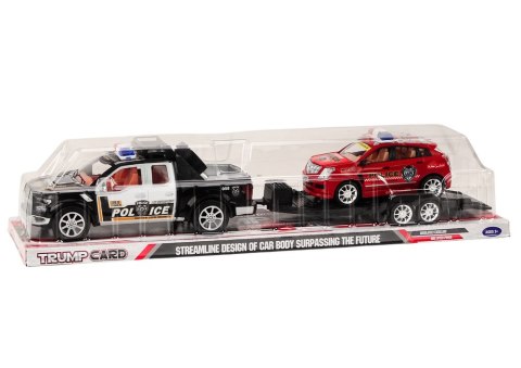 Policyjny Zestaw Auto Pickup Terenowe Laweta Przyczepa Policja LEAN Toys