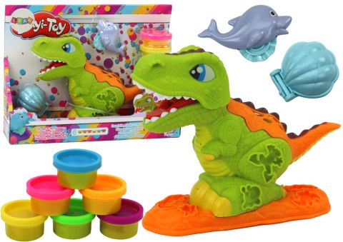 Zestaw Ciastoliny Dinozaur 6 Kolorów Formy Delfinek Muszelka LEAN Toys