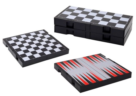 Zestaw Gier 3w1 Plansza Magnetyczna Szachy Warcaby Backgammon LEAN Toys