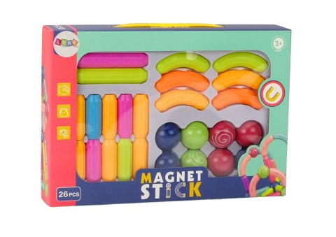 Zestaw Klocków Magnetycznych Konstrukcyjne 26El Kolorowe LEAN Toys