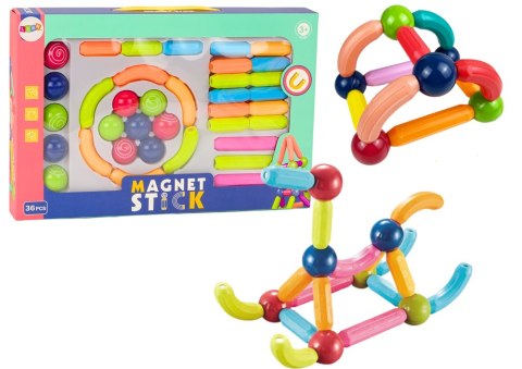 Zestaw Klocków Magnetycznych Konstrukcyjne 36El Kolorowe LEAN Toys