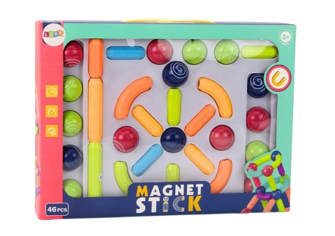 Zestaw Klocków Magnetycznych Konstrukcyjne 46El Kolorowe LEAN Toys