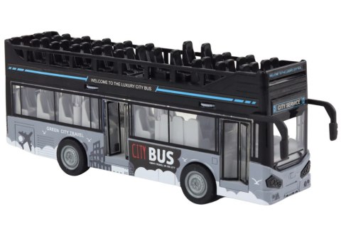 Autobus Miejski Piętrowy 1:16 Napęd Światła Dźwięki Czarny LEAN Toys