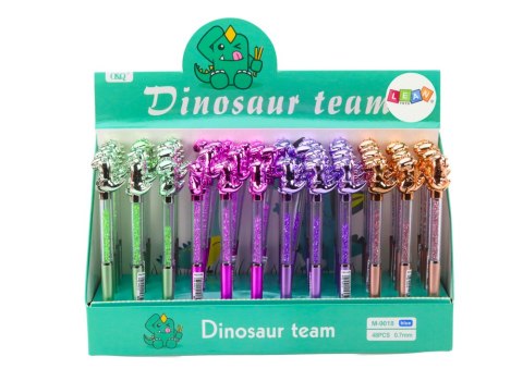 Długopis Z Dinozaurem Diamenciki Niebieski Wkład 0.7mm Mix LEAN TOYS