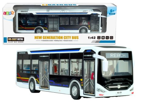 Elektryczny Autobus Miejski 1:42 Metalowy Światła Biały LEAN Toys