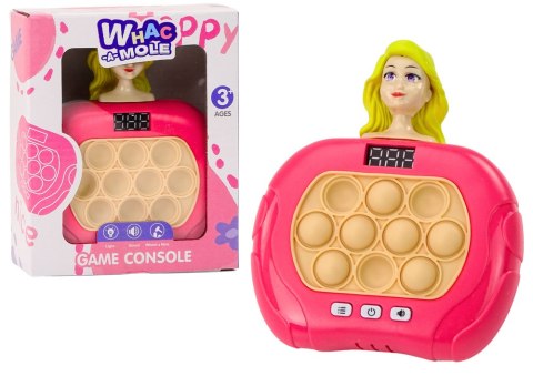 Gra Pop-It Wac A Mole Lalka Światła Dźwięki Różowa Sensoryczna LEAN TOYS