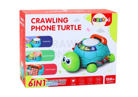 Interaktywny Żółw Edukacyjny Telefon 6w1 Światła Dźwięki Zielony LEAN Toys