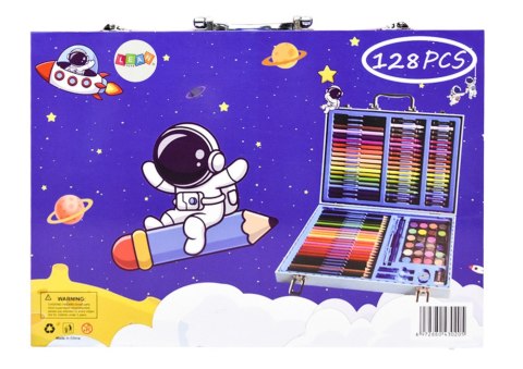 Zestaw Artystyczny W Walizce Z Kosmonautą Niebieska 128 EL LEAN Toys