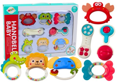 Zestaw Zabawek Grzechotek Gryzaków Zwierzątka 8 Sztuk LEAN Toys