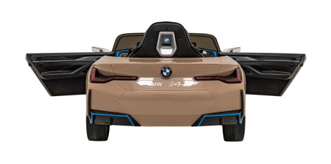 Autko BMW i4 na akumulator dla dzieci Złoty + Wolny Start + EVA + Ekoskóra + Audio LED + Pilot