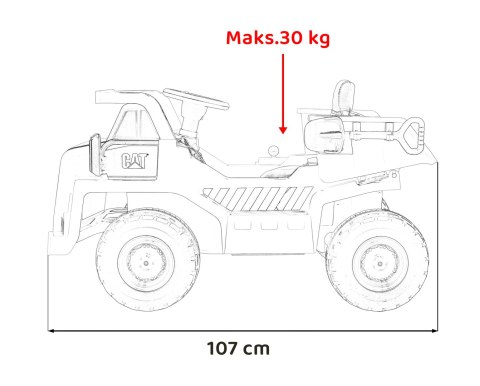 Wywrotka Caterpillar na akumulator dla dzieci Żółty + Ruchomy kiper + Łopatka + Megafon + Audio LED + Ekoskóra