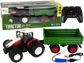 Traktor Zdalnie Sterowany z Przyczepą 1:24 Czerwony Zielony LEAN Toys