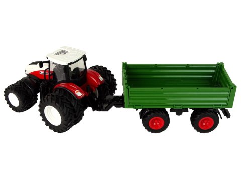 Traktor Zdalnie Sterowany z Przyczepą 1:24 Czerwony Zielony LEAN Toys