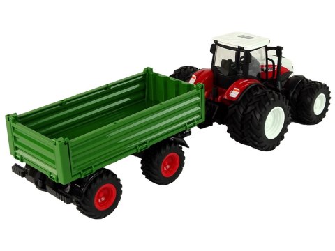 Traktor Zdalnie Sterowany z Przyczepą 1:24 Czerwony Zielony LEAN Toys