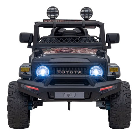 Toyota FJ Cruiser dla dzieci Czarny Liście + Pilot + Napęd 4x4 + Audio LED + EVA + Wolny Start