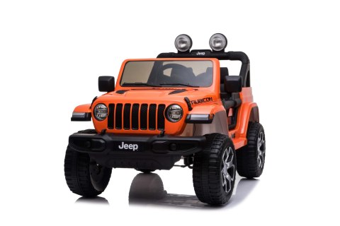 Jeep Wrangler Rubicon na akumulator dla dzieci Pomarańczowy + Pilot + Radio MP3 LED + Koła EVA